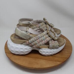 Roger Vivier Sandals 9 Vivier Viv Run Embellished Slingback Tweed Platform Chic